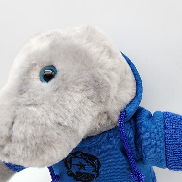Petting Zoo Manatee Plush 10" Dallas World Aquarium Gray Fur Blue Hoodie Stuffed - Picture 5 of 11